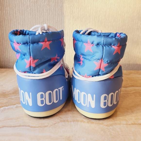 Moon Boot Stars Low Snow Boots Moon Boot Icon Light Low Blue Stars Print Boots - Picture 13 of 17